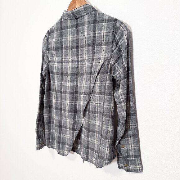 Marine Layer Gray Plaid Flannel Long Sleeve Button Front Shirt Size Small - Picture 5 of 7
